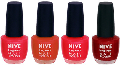 Nive Colour Blast Nail Lacquer (Set of 4 Nail Polish) Pink,Brown,Red,Pink,(Pack of 4)