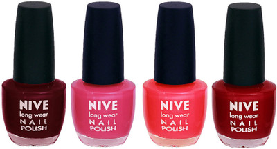 

Nive Colour Blast Nail Lacquer (Set of 4 Nail Polish) Pink,Red,Brown,Purple,(Pack of 4)