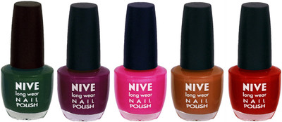 

Nive Colour Blast Nail Lacquer (set of 5 Nail Polish ) Green,Purple,Pink,Brown,Red(Pack of 5)