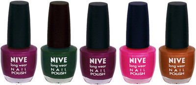 

Nive Colour Blast Nail Lacquer (set of 5 Nail Polish ) Purple,Green,Purple,Pink,Brown(Pack of 5)