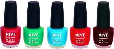 

Nive Colour Blast Nail Lacquer (set of 5 Nail Polish ) Pink,Green,Blue,Red,Red(Pack of 5)