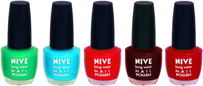 

Nive Colour Blast Nail Lacquer (set of 5 Nail Polish ) Green,Blue,Red,Red,Red(Pack of 5)