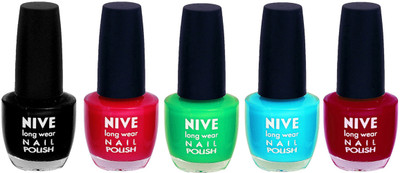 

Nive Colour Blast Nail Lacquer (set of 5 Nail Polish ) Black,Pink,Green,Blue,Pink(Pack of 5)