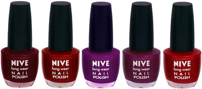 

Nive Colour Blast Nail Lacquer (set of 5 Nail Polish ) Red,Red,Purple,Purple,Red(Pack of 5)