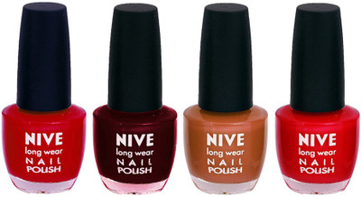 

Nive Colour Blast Nail Lacquer (Set of 4 Nail Polish) Red,Maroon,Brown,Red,(Pack of 4)
