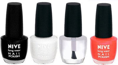 

Nive Colour Blast Nail Lacquer Black,White,Clear,Orange,(Pack of 4)