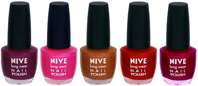 

Nive Colour Blast Nail Lacquer (set of 5 Nail Polish ) Purple,Pink,Brown,Red,Pink(Pack of 5)
