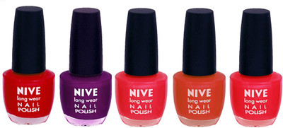 

Nive Colour Blast Nail Lacquer (set of 5 Nail Polish ) Red,Purple,Pink,Brown,Red(Pack of 5)