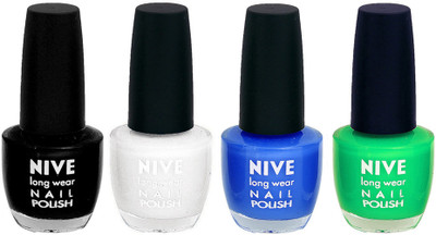 

Nive Colour Blast Nail Lacquer Black,White,Blue,Green,(Pack of 4)