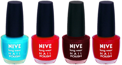 

Nive Colour Blast Nail Lacquer (Set of 4 Nail Polish) Blue,Red,Maroon,Red,(Pack of 4)