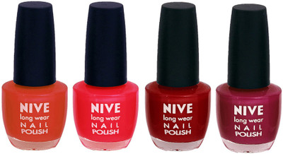 Nive Colour Blast Nail Lacquer (Set of 4 Nail Polish) Brown,Red,Pink,Pink,(Pack of 4)