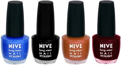 

Nive Colour Blast Nail Lacquer (Set of 4 Nail Polish) Blue,Black,Brown,Red,(Pack of 4)