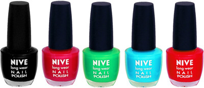 

Nive Colour Blast Nail Lacquer (set of 5 Nail Polish ) Black,Pink,Green,Blue,Red(Pack of 5)