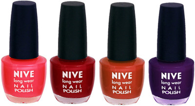 

Nive Colour Blast Nail Lacquer (Set of 4 Nail Polish) Red,Brown,Purple,Pink,(Pack of 4)