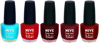 

Nive Colour Blast Nail Lacquer (set of 5 Nail Polish ) Blue,Red,Red,Red,Red(Pack of 5)