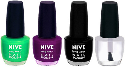 

Nive Colour Blast Nail Lacquer Green,Purple,Black,Clear,(Pack of 4)
