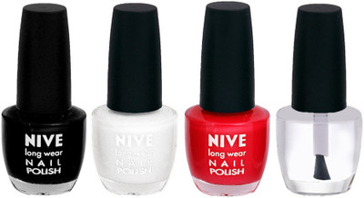 

Nive Colour Blast Nail Lacquer Black,White,Red,Clear,(Pack of 4)