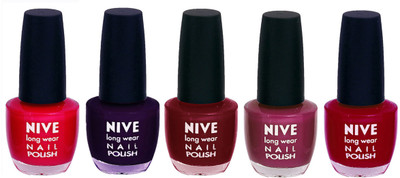 

Nive Colour Blast Nail Lacquer (set of 5 Nail Polish ) Pink,Purple,Red,Purple,Pink(Pack of 5)