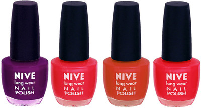 Nive Colour Blast Nail Lacquer (Set of 4 Nail Polish) Purple,Pink,Red,Pink,(Pack of 4)