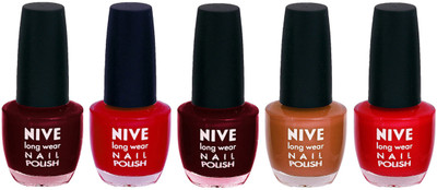 

Nive Colour Blast Nail Lacquer (set of 5 Nail Polish ) Red,Red,Red,Brown,Red(Pack of 5)