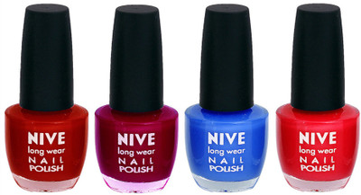 

Nive Colour Blast Nail Lacquer (Set of 4 Nail Polish) Red,Pink,Blue,Red,(Pack of 4)