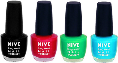

Nive Colour Blast Nail Lacquer (Set of 4 Nail Polish) Black,Pink,Green,Blue,(Pack of 4)