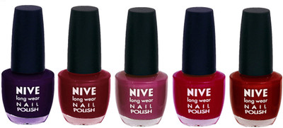 

Nive Colour Blast Nail Lacquer (set of 5 Nail Polish ) Purple,Red,Purple,Pink,Red(Pack of 5)