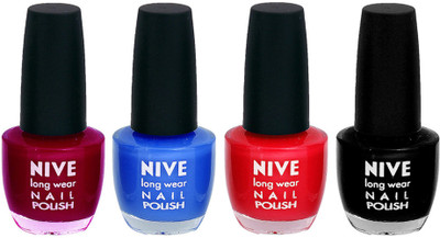 

Nive Colour Blast Nail Lacquer (Set of 4 Nail Polish) Purple,Pink,Brown,Red,(Pack of 4)