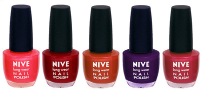 

Nive Colour Blast Nail Lacquer (set of 5 Nail Polish ) Pink,Red,Brown,Purple,Pink(Pack of 5)