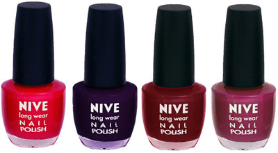 

Nive Colour Blast Nail Lacquer (Set of 4 Nail Polish) Pink,Purple,Maroon,Purple,(Pack of 4)