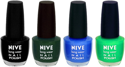 

Nive Colour Blast Nail Lacquer Black,Green,Blue,Green,(Pack of 4)