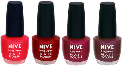 

Nive Colour Blast Nail Lacquer (Set of 4 Nail Polish) Red,Pink,Pink,Purple,(Pack of 4)