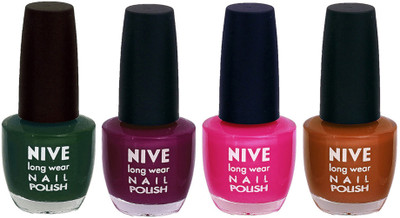 

Nive Colour Blast Nail Lacquer (Set of 4 Nail Polish) Green,Red,Black,Pink,(Pack of 4)