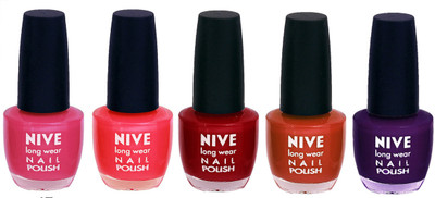 

Nive Colour Blast Nail Lacquer (set of 5 Nail Polish ) Pink,Pink,Red,Brown,Purple(Pack of 5)