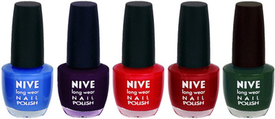 

Nive Colour Blast Nail Lacquer (set of 5 Nail Polish ) Blue,Purple,Red,Purple,Green(Pack of 5)
