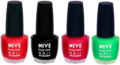 

Nive Colour Blast Nail Lacquer (Set of 4 Nail Polish) Red,Black,Pink,Green,(Pack of 4)