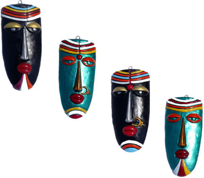

Rasoh VILLAGE HAND ARTZ TRIBAL HALLOW EGYPTIAN WALL HANGING MASK COMBO OF 4 Decorative Showpiece - 21 cm(Terracotta, Multicolor)