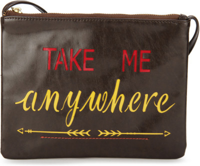 

People Women Casual Brown, Yellow PU Sling Bag