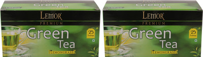 Lemor Lemor Lemon Grass Green Tea 25 Tea Bags - Pack of 2 Lemon Grass Green Tea Bags Box(50 Sachets)