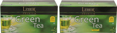 Lemor Lemor Premium Green Tea with Mint Green Tea - Pack of 2 (Each pack contains 25 Tea Bags) Mint Green Tea Bags Box(50 Sachets) Lemor Lemor Premium Green Tea with Mint Green Tea - Pack of 2 (Each pack contains 25 Tea Bags) Mint Green Tea Bags Box(50 Sachets)