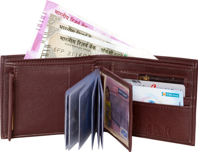

White Bear Men Brown Artificial Leather Wallet(10 Card Slots)