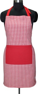 AIRWILL Cotton Home Use Apron - Free Size(Red, White, Single Piece)