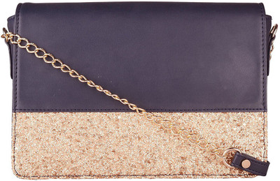 

FIZZA Navy Blue Glitter Sling Sling Bag(Navy Blue and Gold, 9 inch)