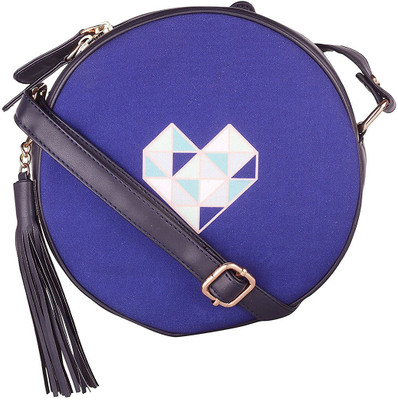 

FIZZA Crazy Heart Navy Blue Round Sling Sling Bag(Navy Blue, 8 inch)