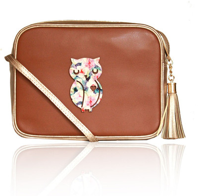 

FIZZA Wise Owl Peach Sling Sling Bag(Peach and Gold, 9 inch)