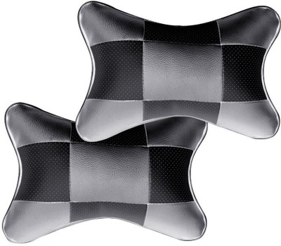 

lowrence Black Leatherite Car Pillow Cushion for Universal For Car(Contemporary, Pack of 2)