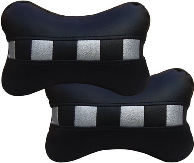 

lowrence Silver Leatherite Car Pillow Cushion for Universal For Car(Contemporary, Pack of 2)