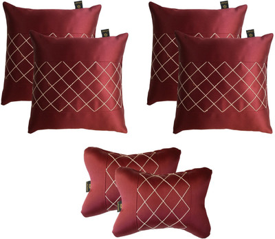 

Lushomes Red Polyester Car Pillow Cushion for Universal For Car(Rectangular, Pack of 6)