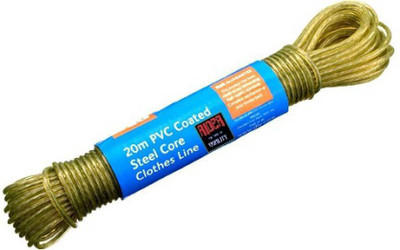 

Skywalk 20 meter PVC Coated Steel Anti-Rust Wire Rope Clothesline with 2 Plastic Hooks Polyester Clothesline(20 m)