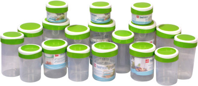 

Cello Fashion 18 Pcs Set Containers (Green) - 0.25 L, 0.5 L, 0.75 L, 1 L, 1.5 L Plastic Grocery Container(Pack of 18, Green)